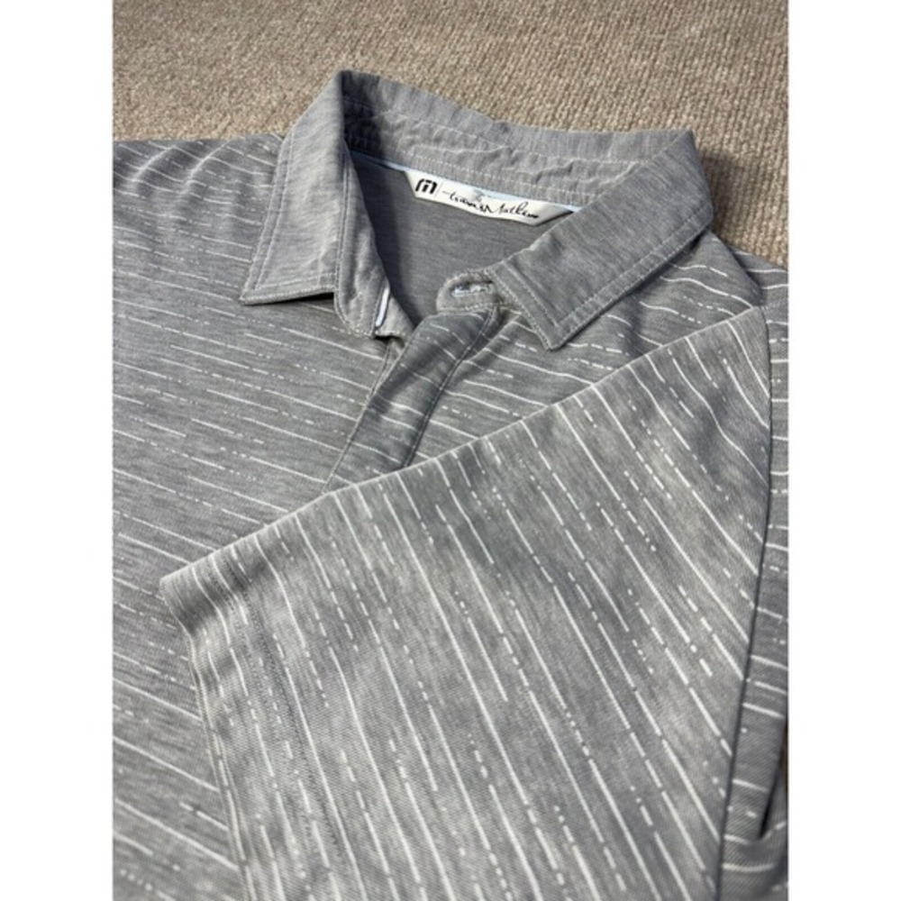 Travis Mathew Summer Comfort Men's Med Gray‎ Pinstriped Golf Polo